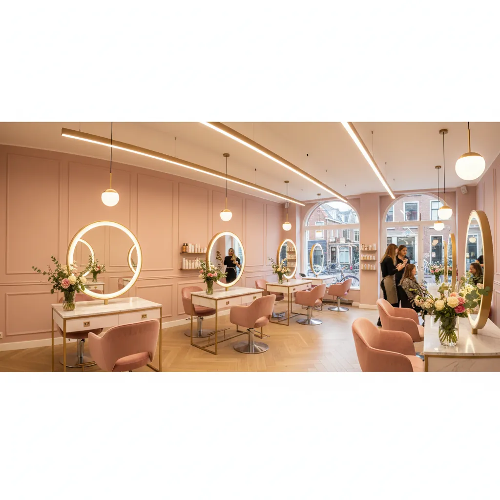 Marroxy kapsalon interieur, warm en stijlvol