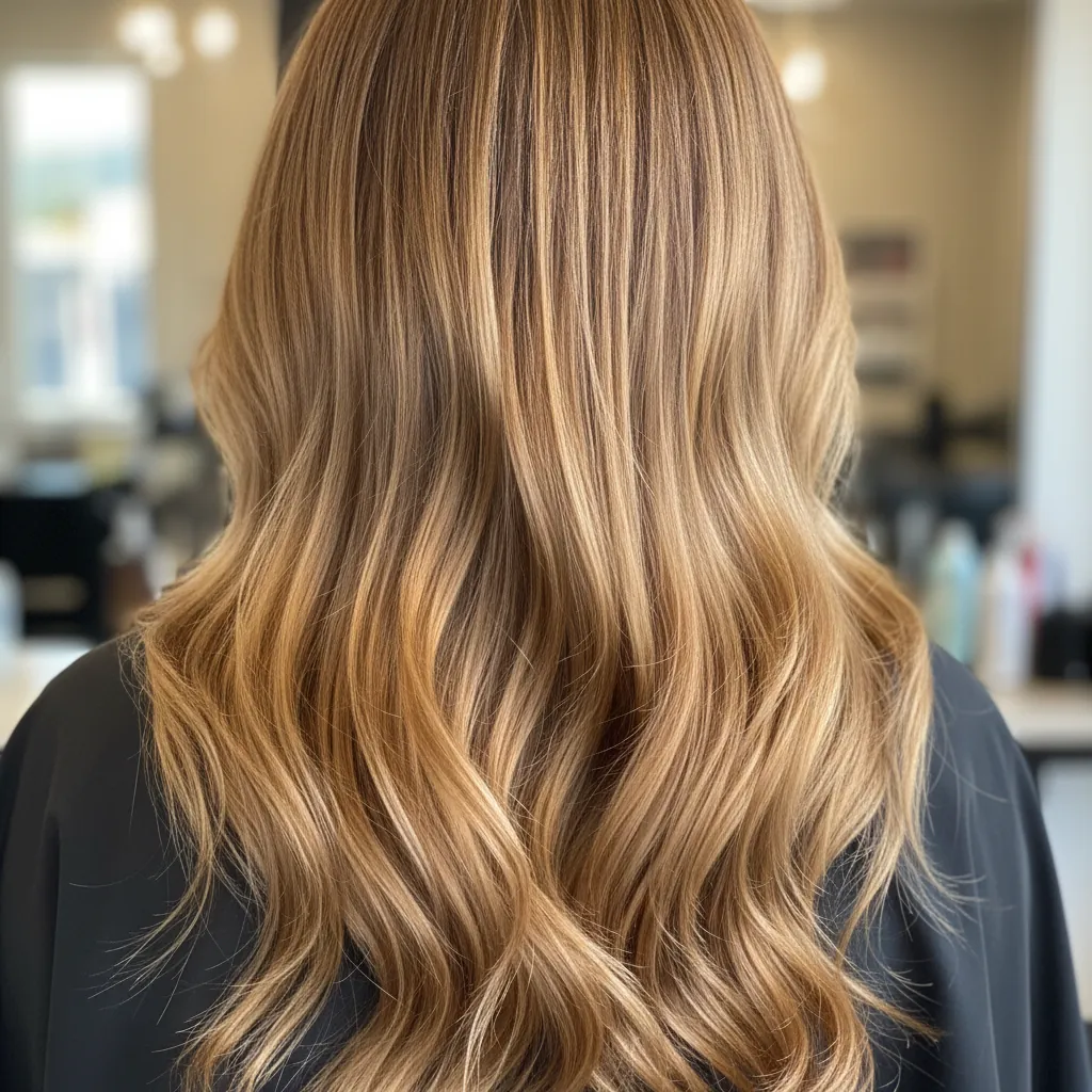 Balayage highlights, warme honingkleur